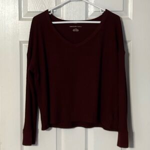 American Eagle Outfitters Red Long Sleeve Ribbed Sweater